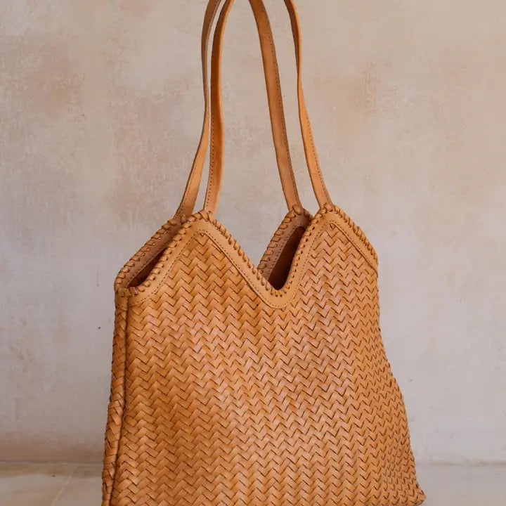 Carmen Handwoven Tote Tan