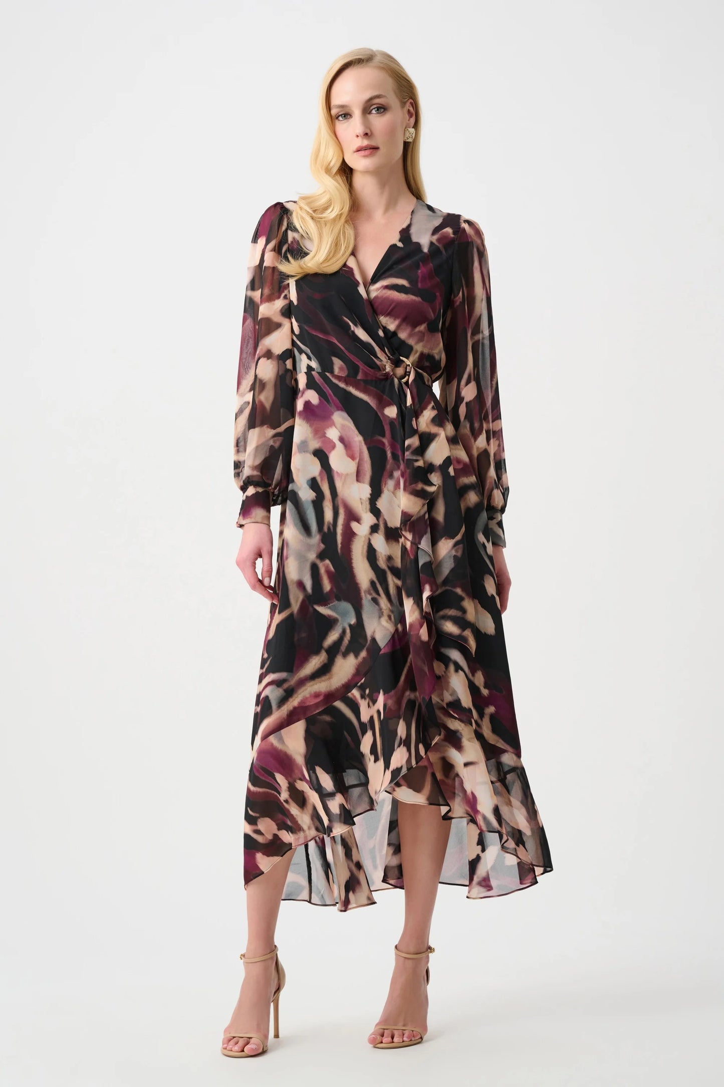 Chiffon Plum Wrap Dress