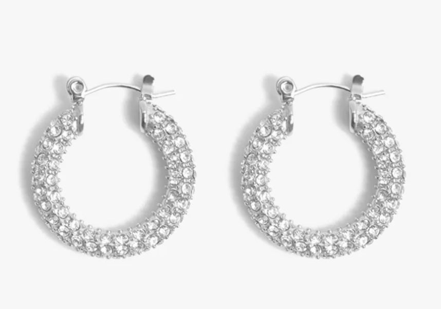 Audrey Hoops Silver Pave