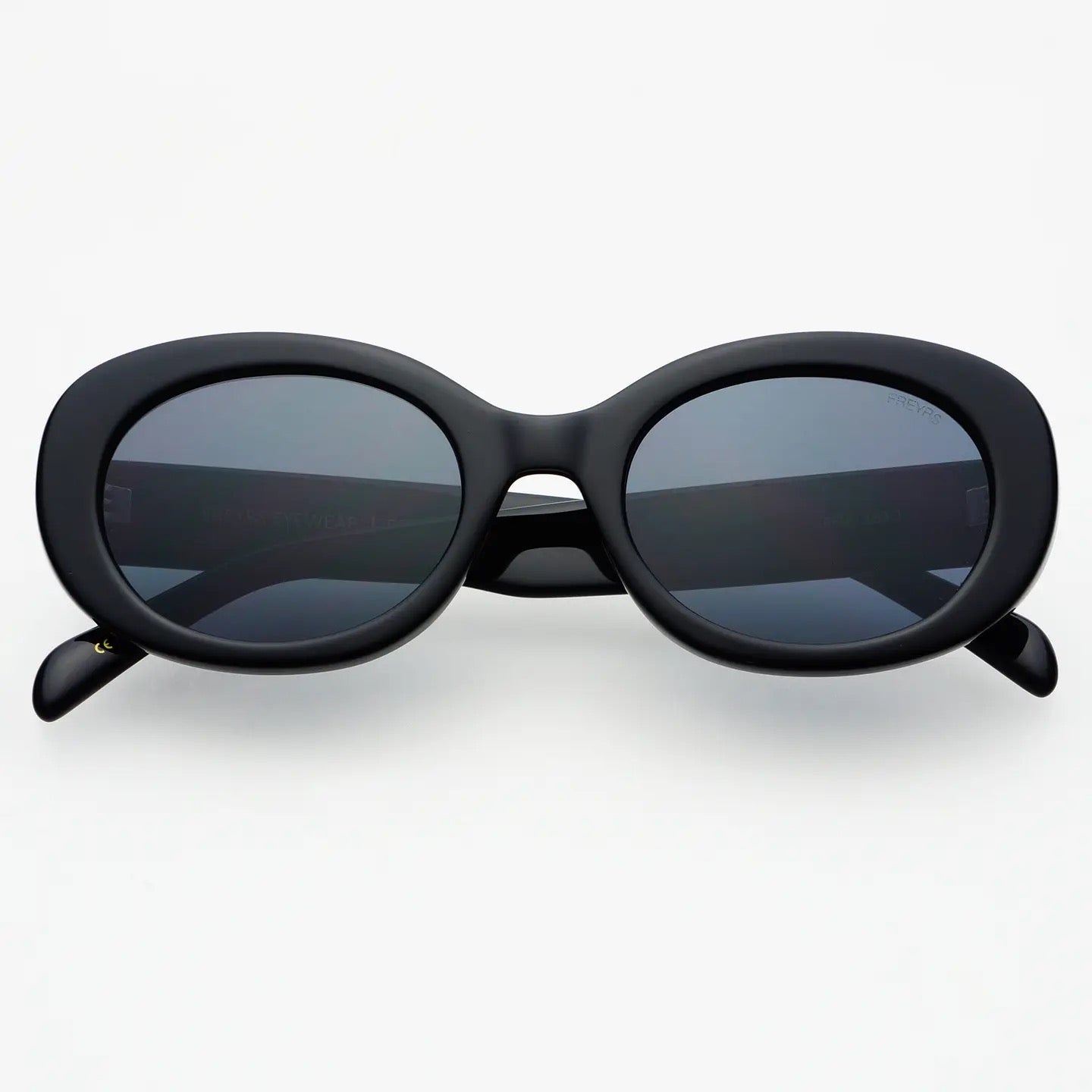 Aria Black Oval Sunglasses
