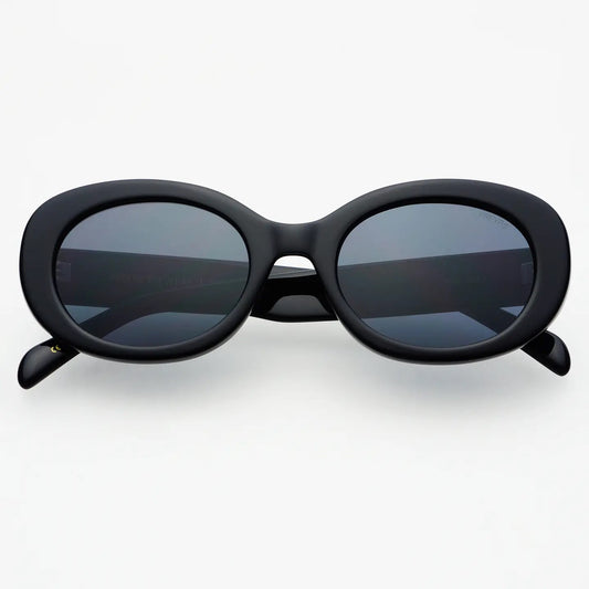 Aria Black Oval Sunglasses