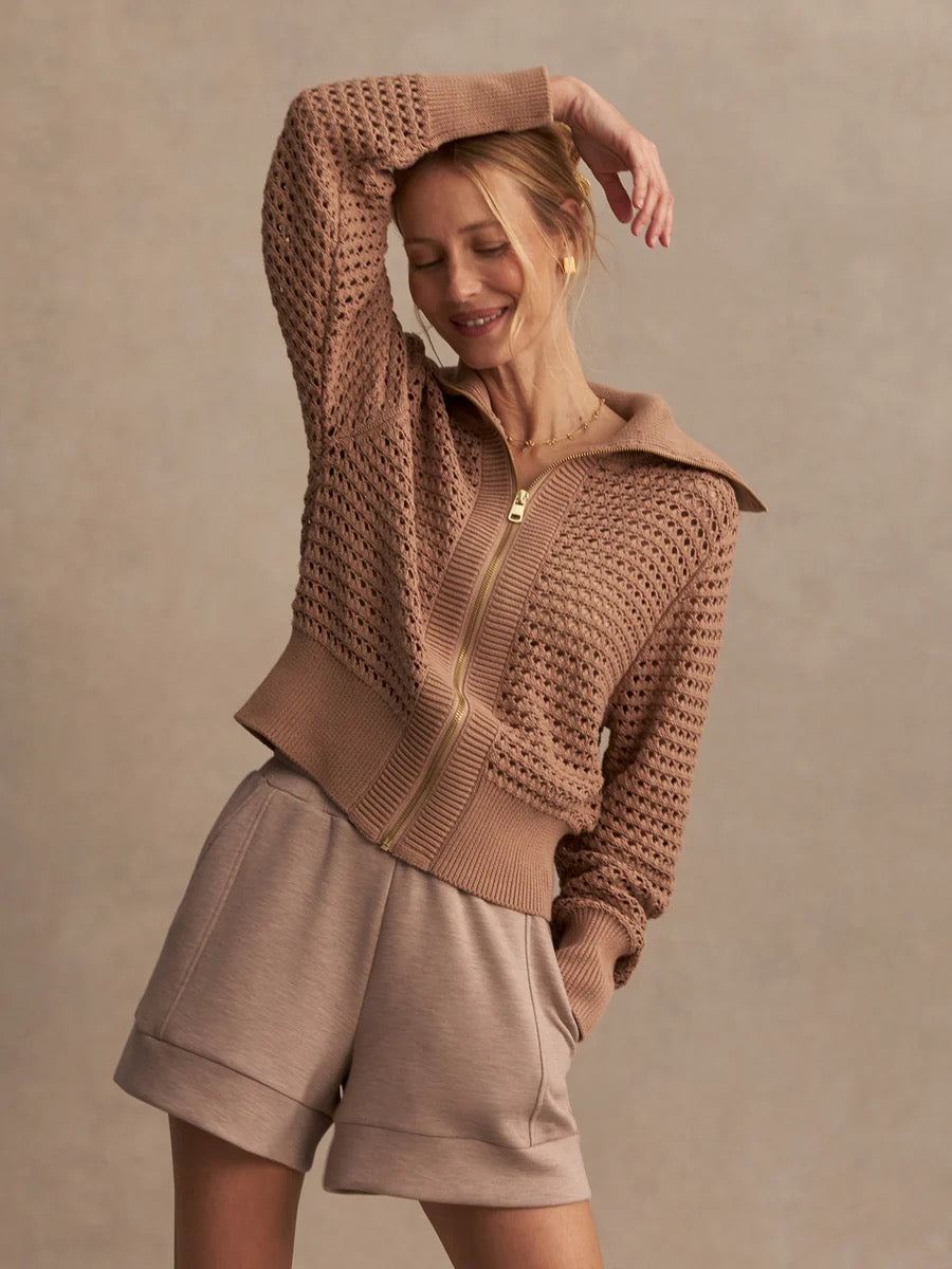 Eloise Full Zip Warm Taupe