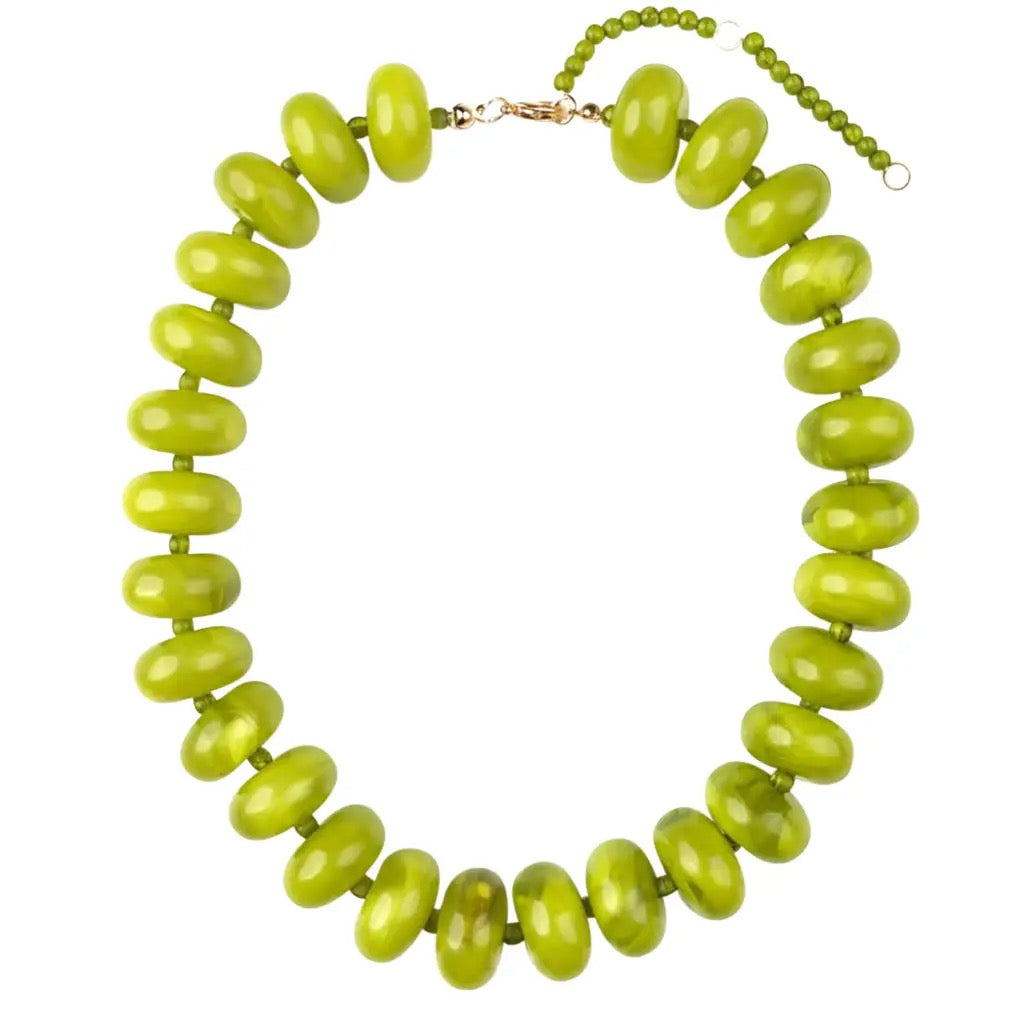 Bailey Beaded Necklace,Chartreuse
