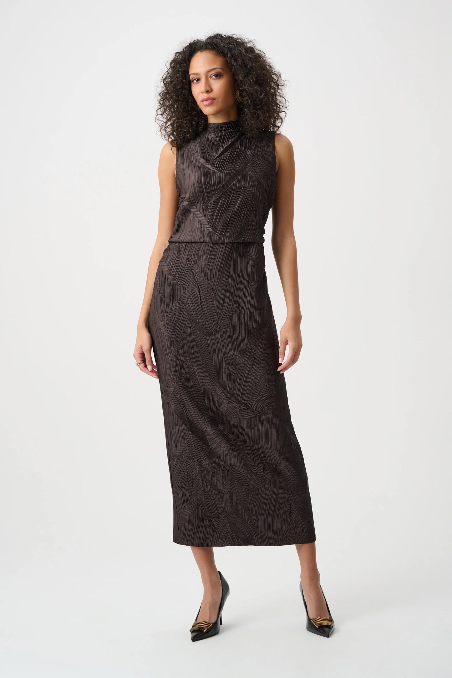 Satin Sleeveless Dress Mocha