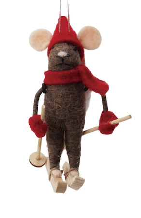 Wool Felt Mouse Ornament, 4 Styles