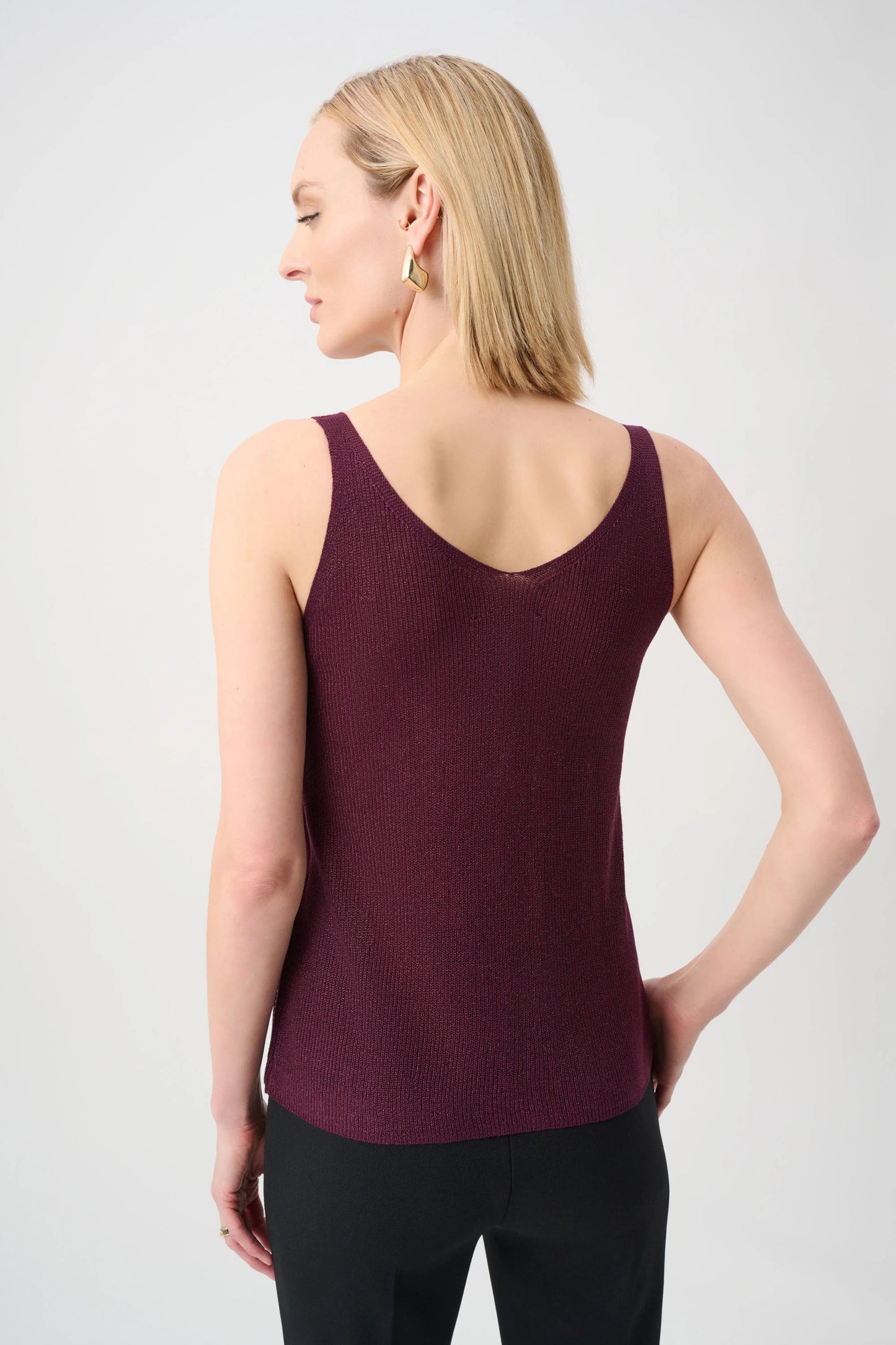 Metallic Knitted Top Plum