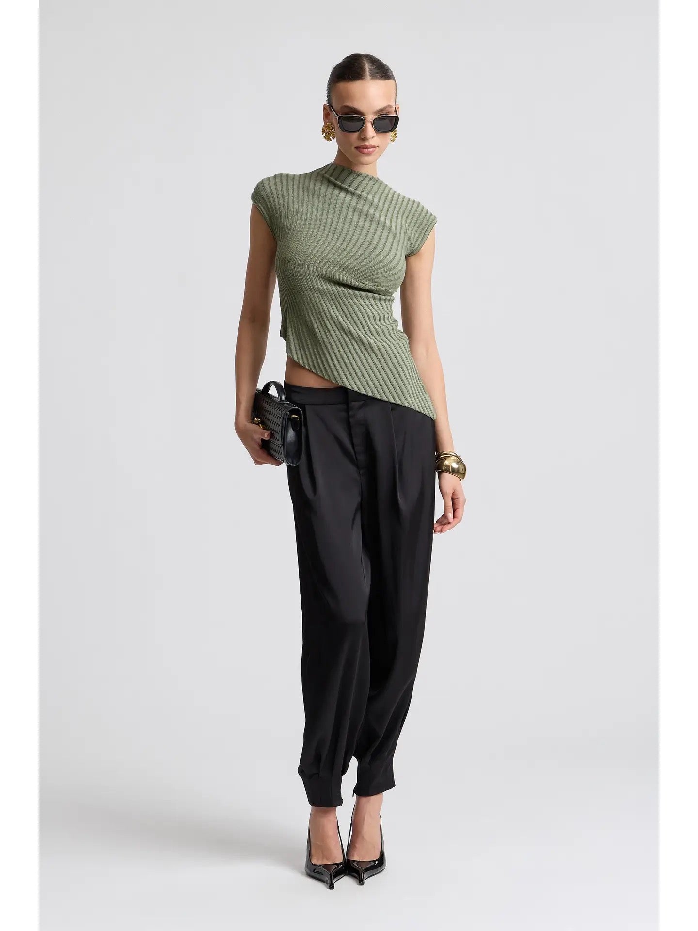 Satin Balloon Pant Black