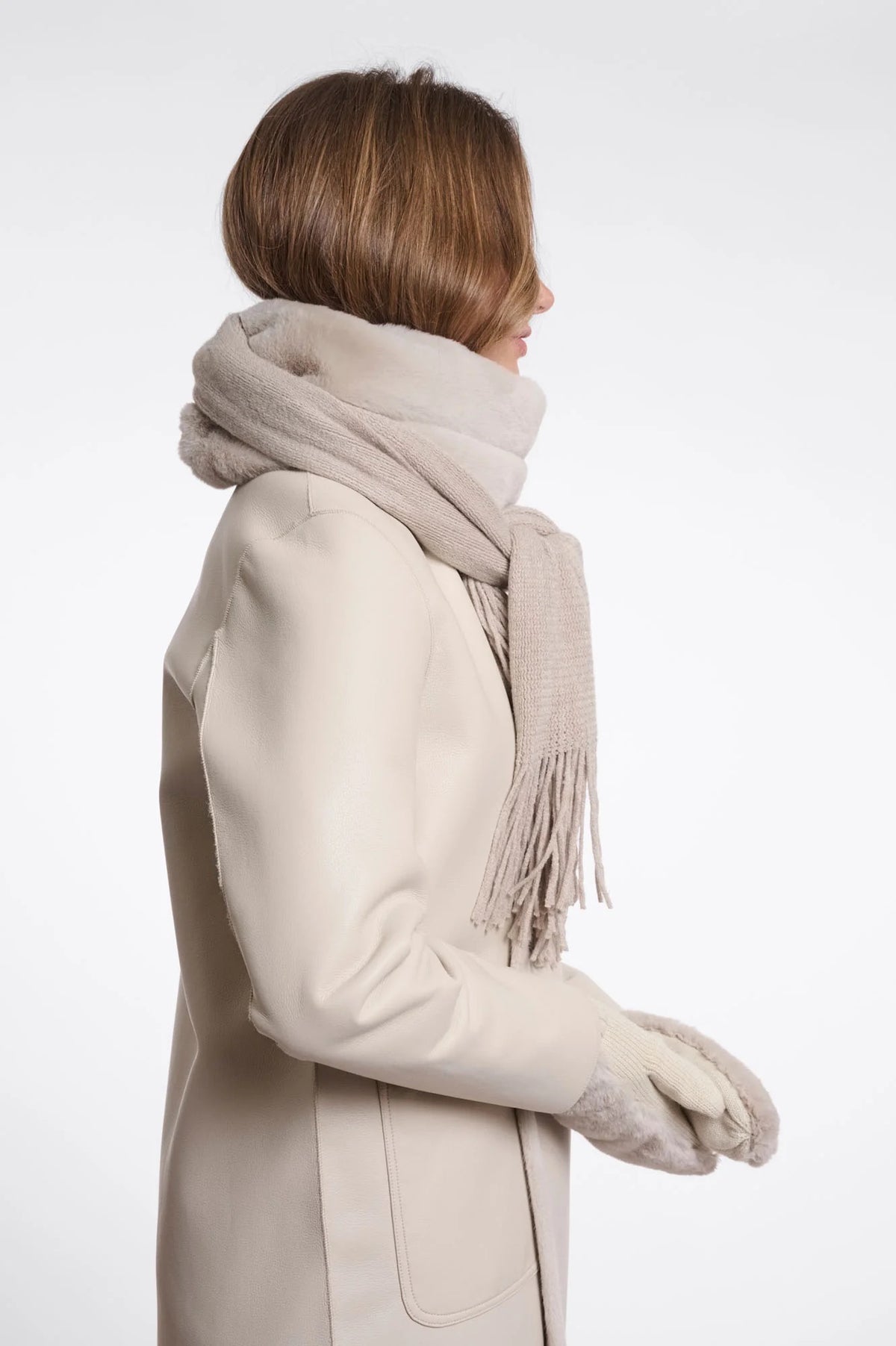 Knit Faux Fur Scarf Birch