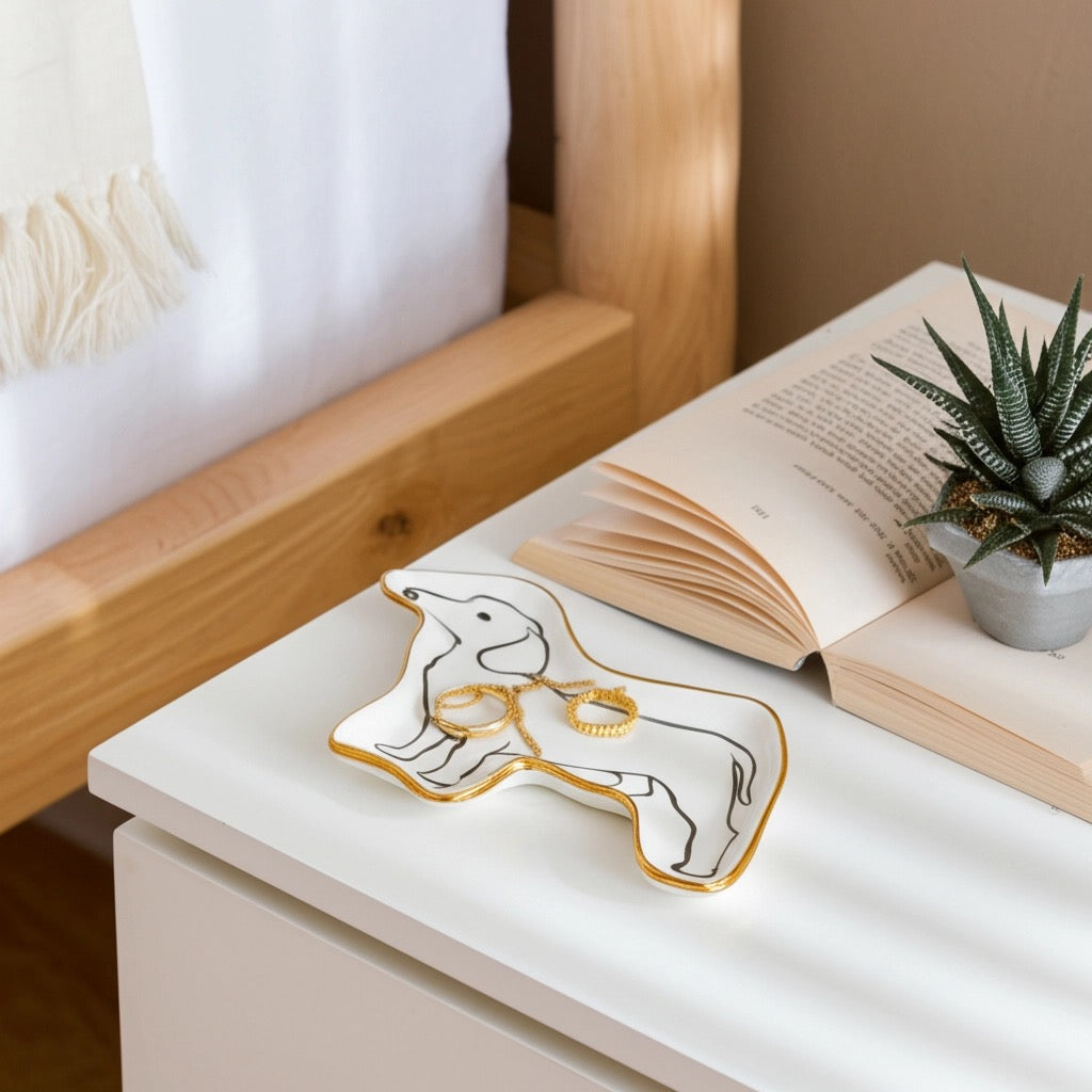Ceramic Dachshund Jewelry Dish