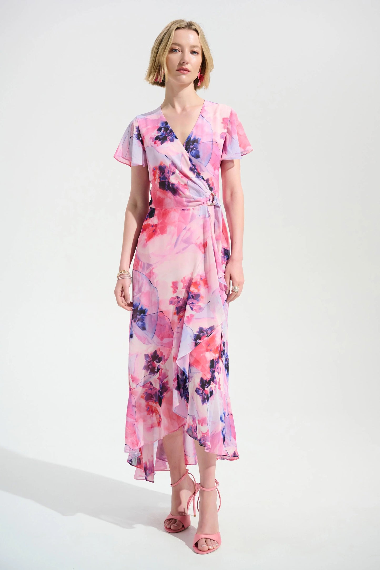 Chiffon Print Wrap Dress