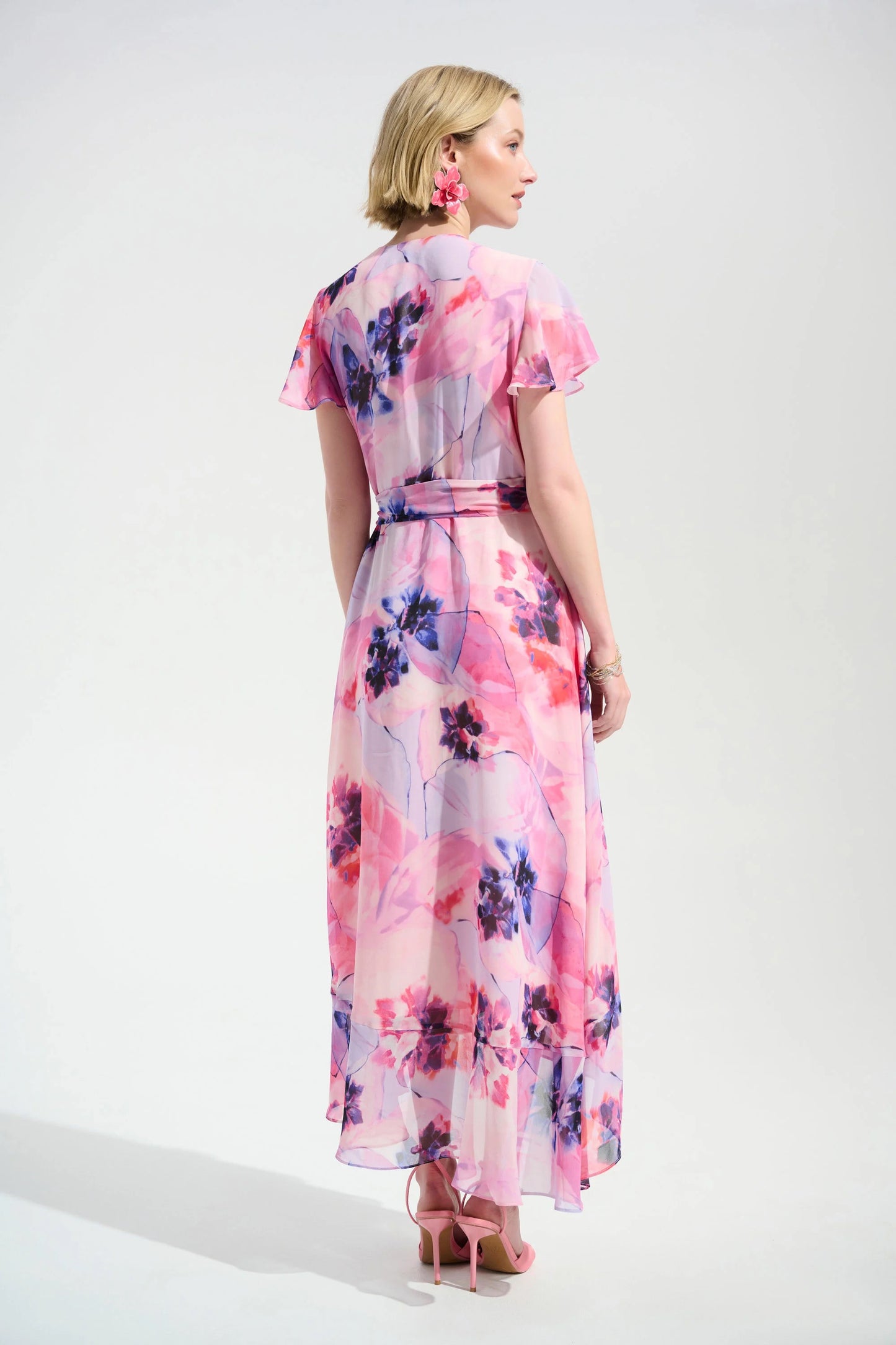 Chiffon Print Wrap Dress