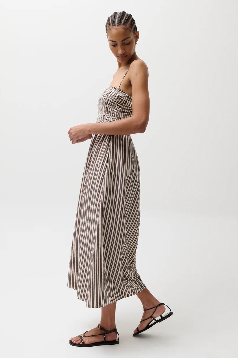 Bianca Dress, Brown Stripe