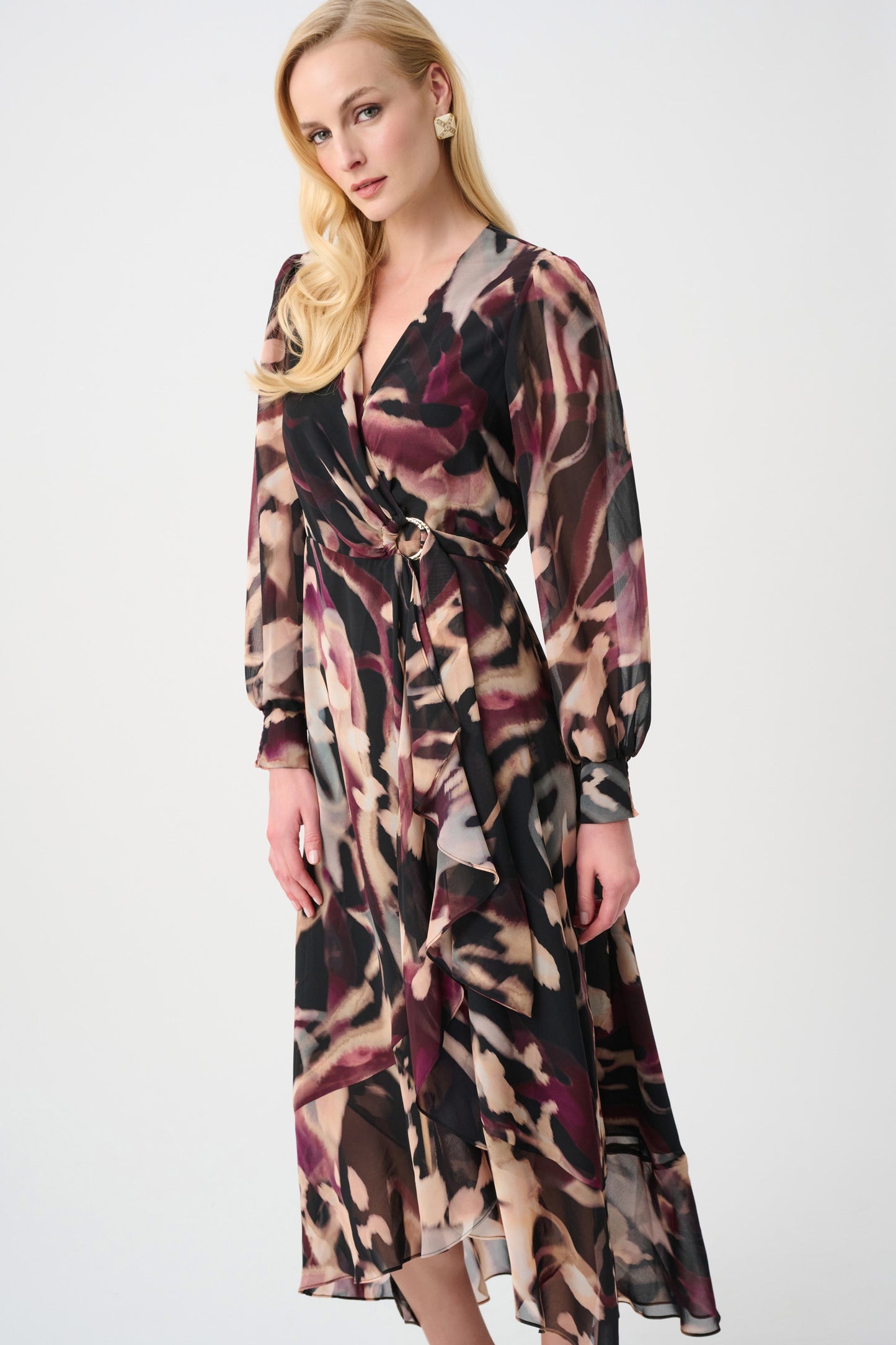 Chiffon Plum Wrap Dress