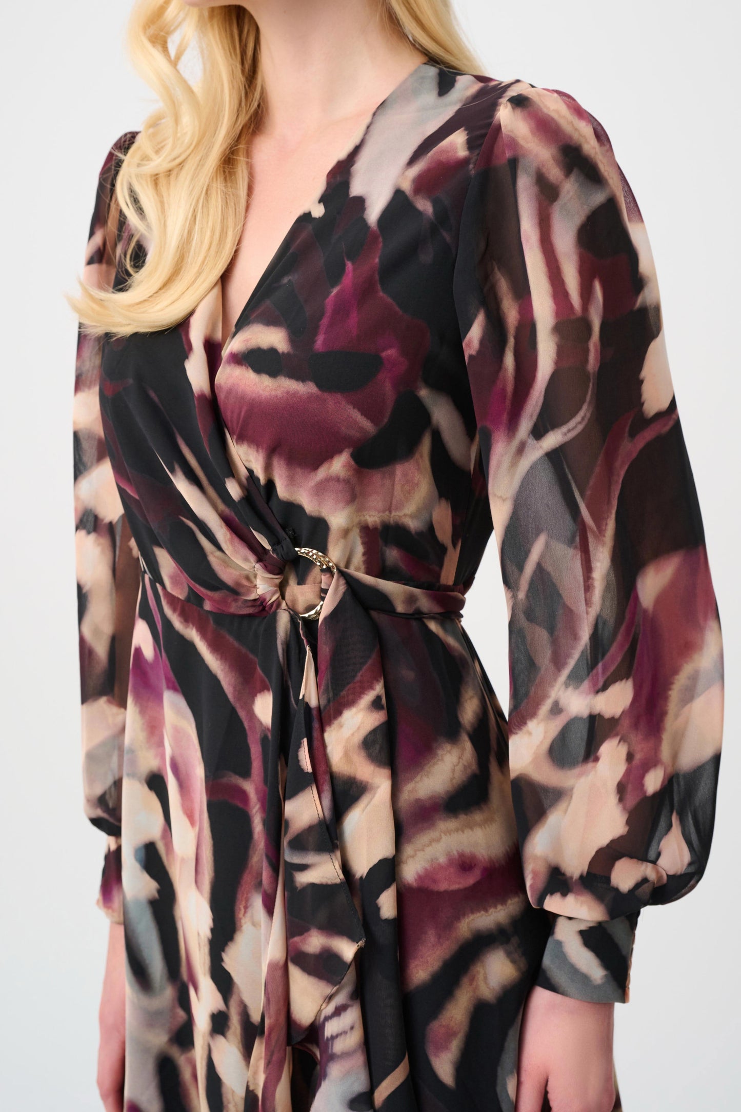 Chiffon Plum Wrap Dress