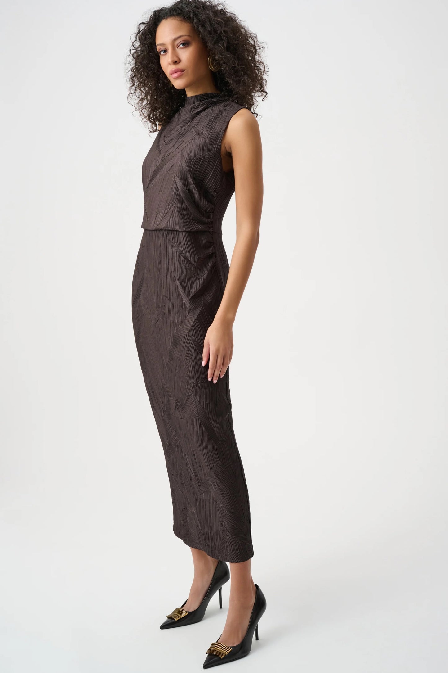 Satin Sleeveless Dress Mocha