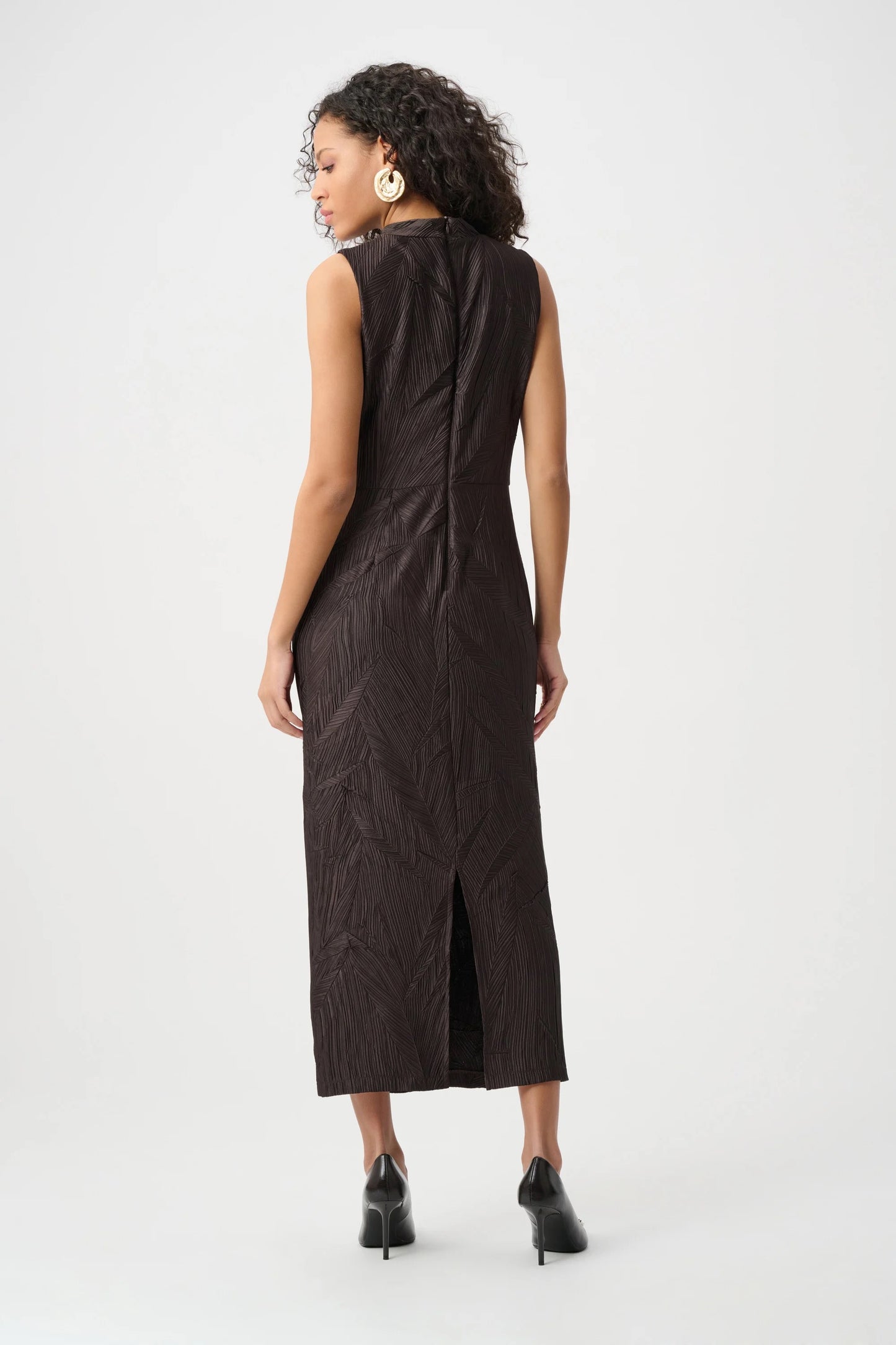 Satin Sleeveless Dress Mocha
