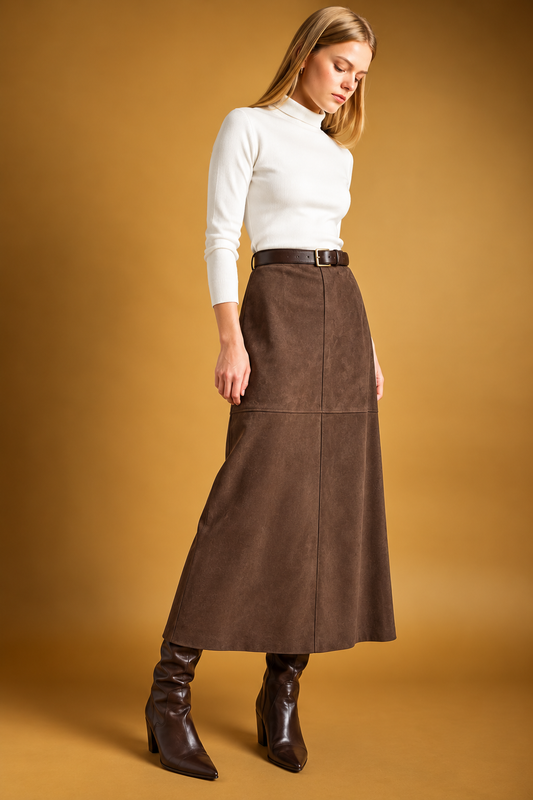 Mocha Faux Suede Skirt