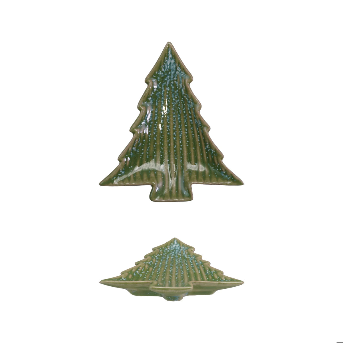 Stoneware Ribbed Tree Shaped Plate