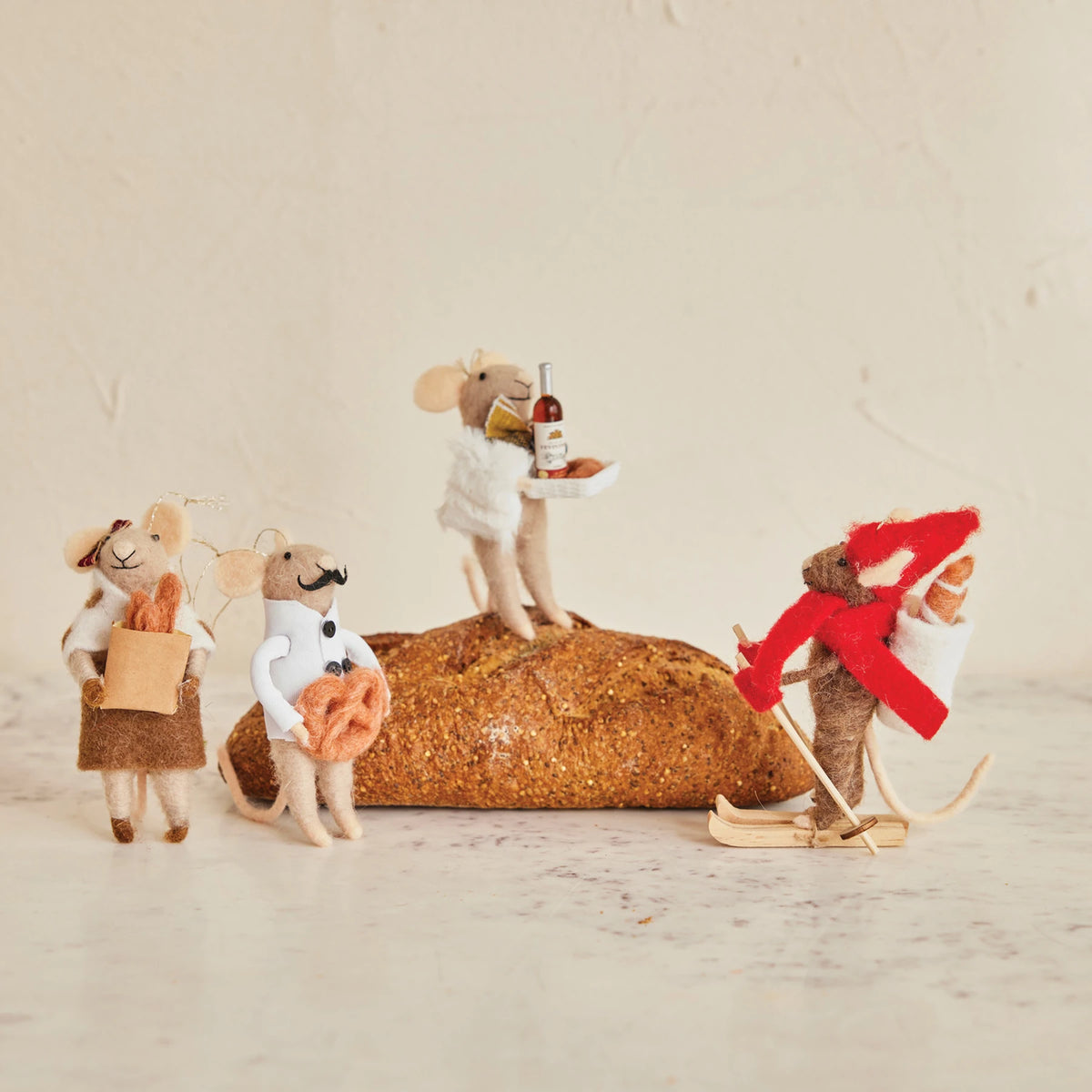 Wool Felt Mouse Ornament, 4 Styles