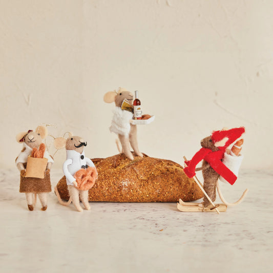 Wool Felt Mouse Ornament, 4 Styles